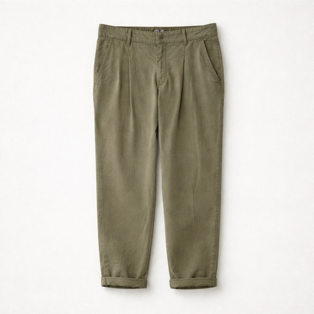 LOFT Olive Green Lyocell Pleated Tapered Pants - Small - Gorpcore Luxe